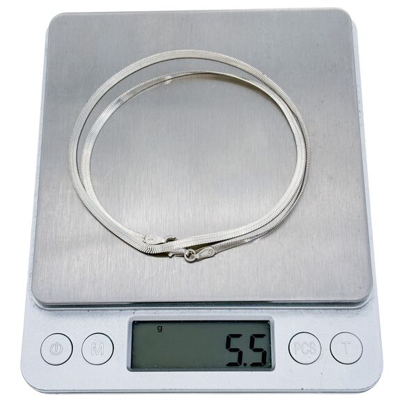 Vintage SV Sterling Silver 925 2.8mm Herringbone Chain Necklace 16.5" - Picture 3 of 3